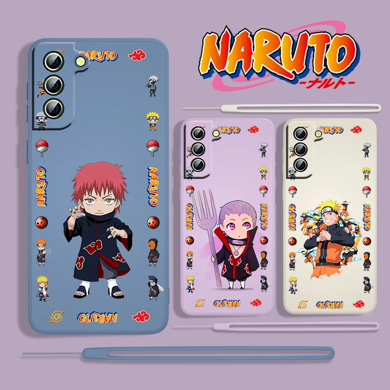 

Anime Naruto Akatsuki For Samsung Galaxy S22 S21 S20 S10 Note 20 10 Ultra Plus Pro FE Lite Liquid Rope Silicone Phone Case Cover