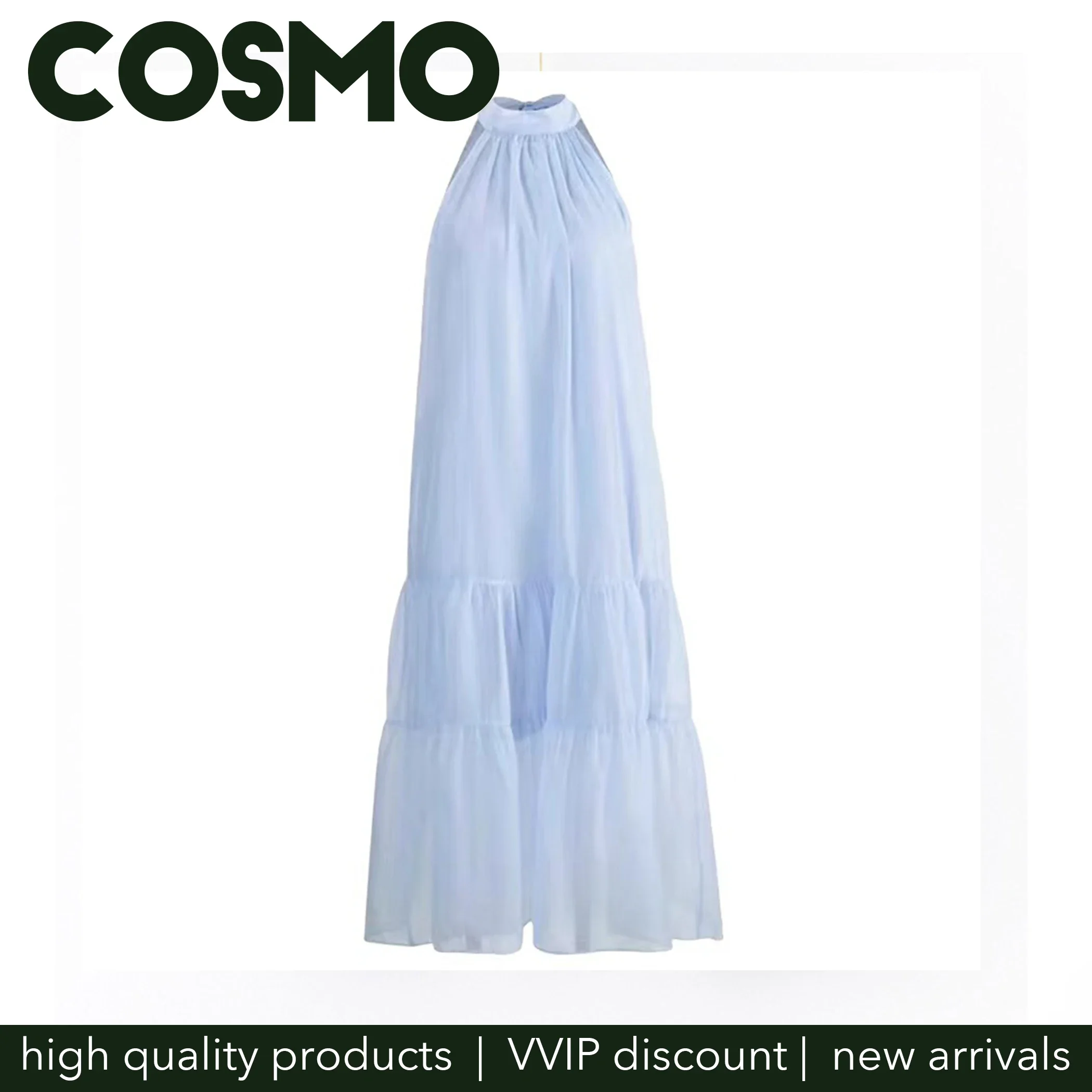 Cosmo New Paris модное стильное сказочное небесно-голубое длинное платье без рукавов