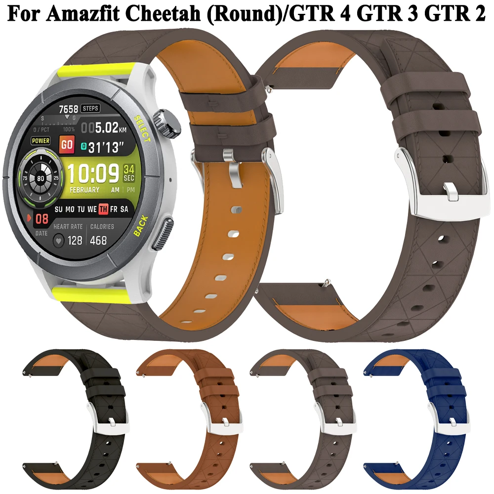 Фото Ремешок для часов, совместимый с Amazfit Cheetah, круглый балансировочный ремешок для Amazfit GTR 4/3 Pro/GTR2E/GTR, 47 мм, браслет из синтетической кожи №1