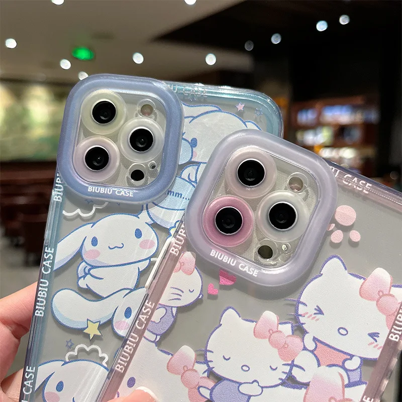 Милый прозрачный силиконовый защитный чехол с рисунком Hello Kitty Cinnamorol Iphone13/11/12Promax/xs