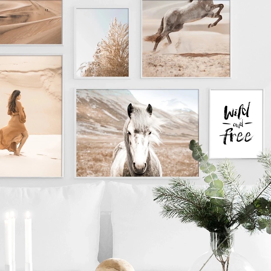 

Desert Horse Girl Grass Wild Free Quotes Wall Art Canvas Painting Posters For Living Room Deco Nordic Prints Wall Decor Pictures