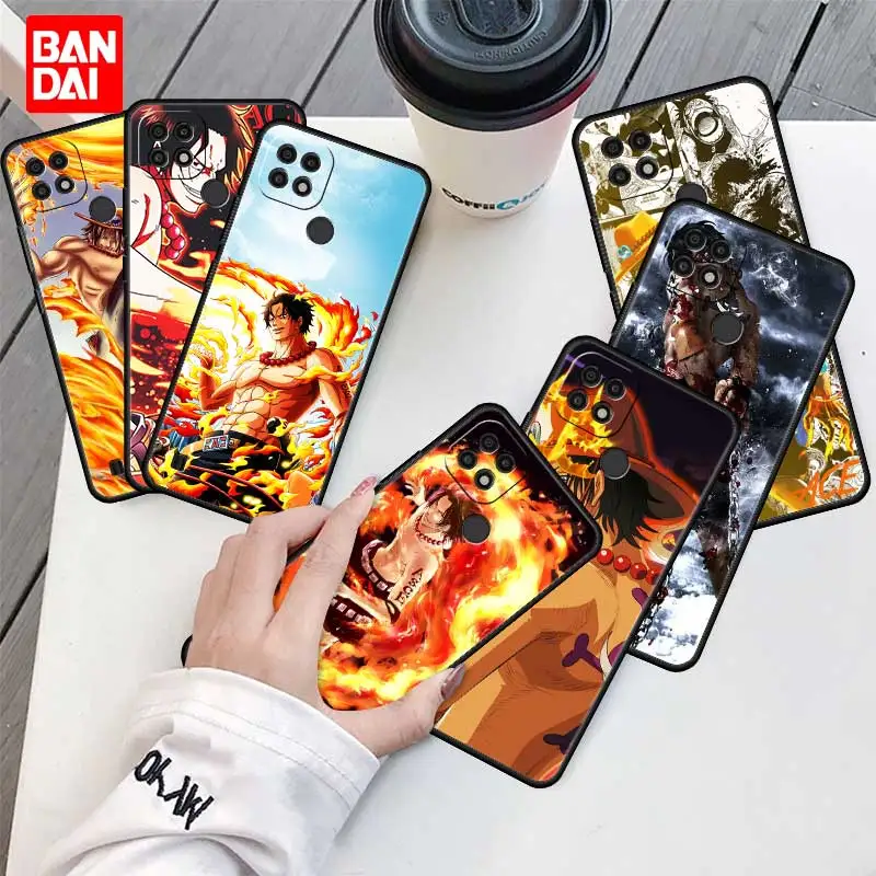 

One Piece Ace Fire Anime Case for Realme C21 C21Y C25 C25s C15 C11 C17 C3 C3i C20 5 6 7i 8i 8 8Pro Narzo30A Silicone Cover Black