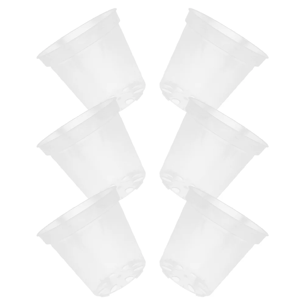 

6 Pcs Transparent Flower Pot Planter Orchid Small Nursing Orchids Pots Decorative Containers Plastic Holes Indoor