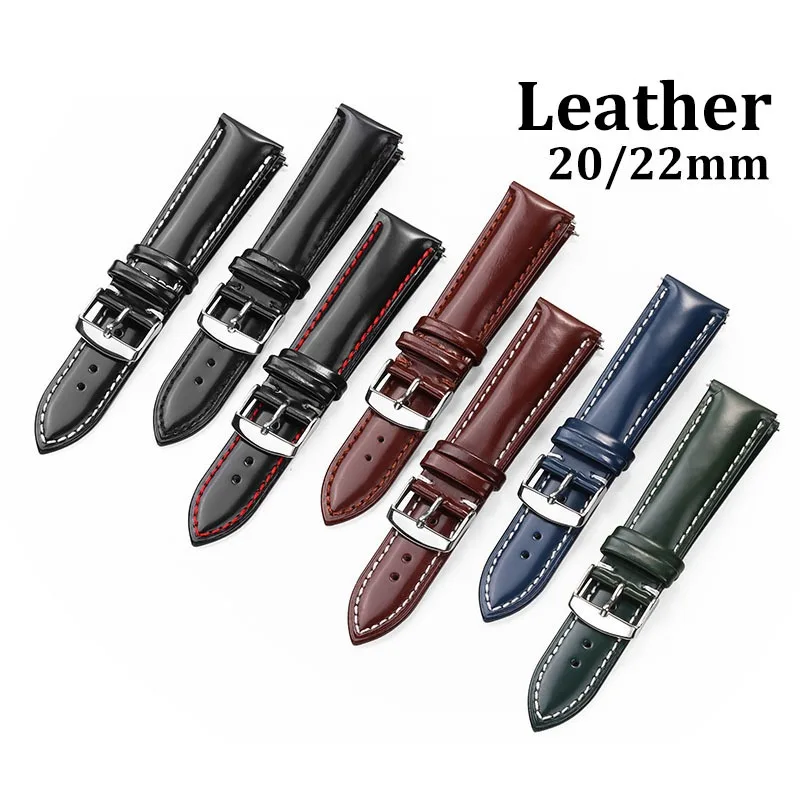 20 мм 22 винтажный ремешок из натуральной кожи мужской деловой для часов конской