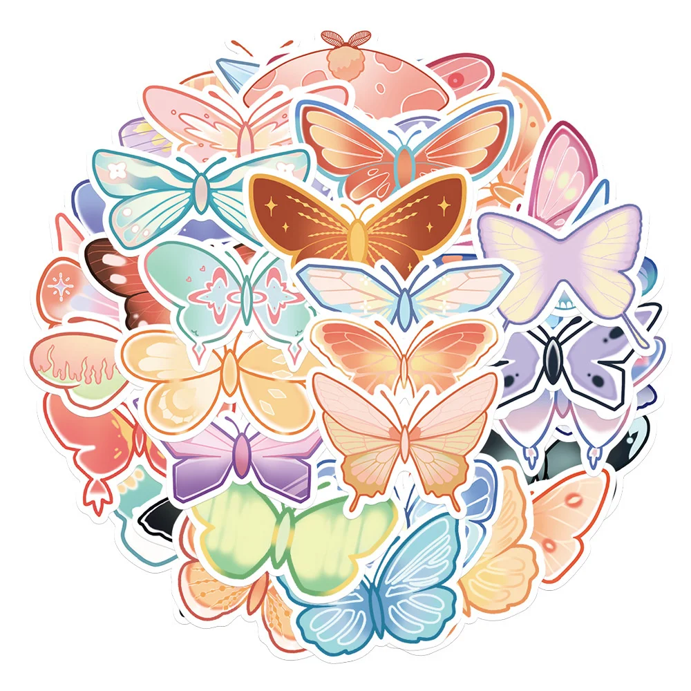 

10/30/50 шт., водонепроницаемые стикеры С Рисунком бабочки
