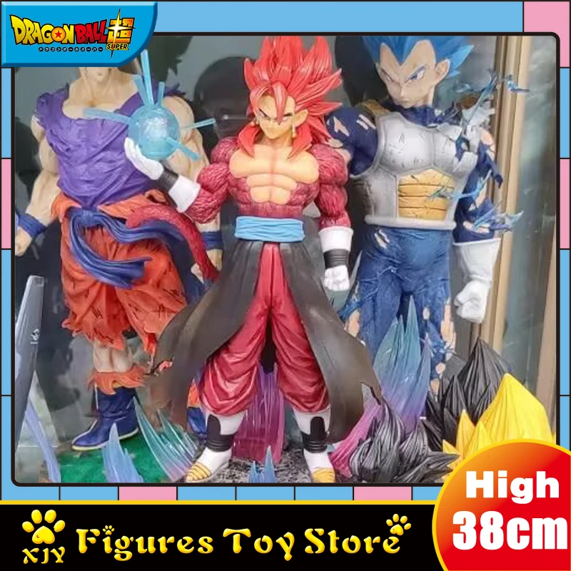 

38cm PVC Dragon Ball SSJ4 Vegeto Figure Super Saiyan 4 Anime Figures 2 Heads with LED Statue Model Decoration Toys Gift Birthday