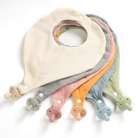 2pcs baby cotton bibs with pacifier triangle newborns saliva towel nfant bib feeding saliva towel burp cloth for boys girls