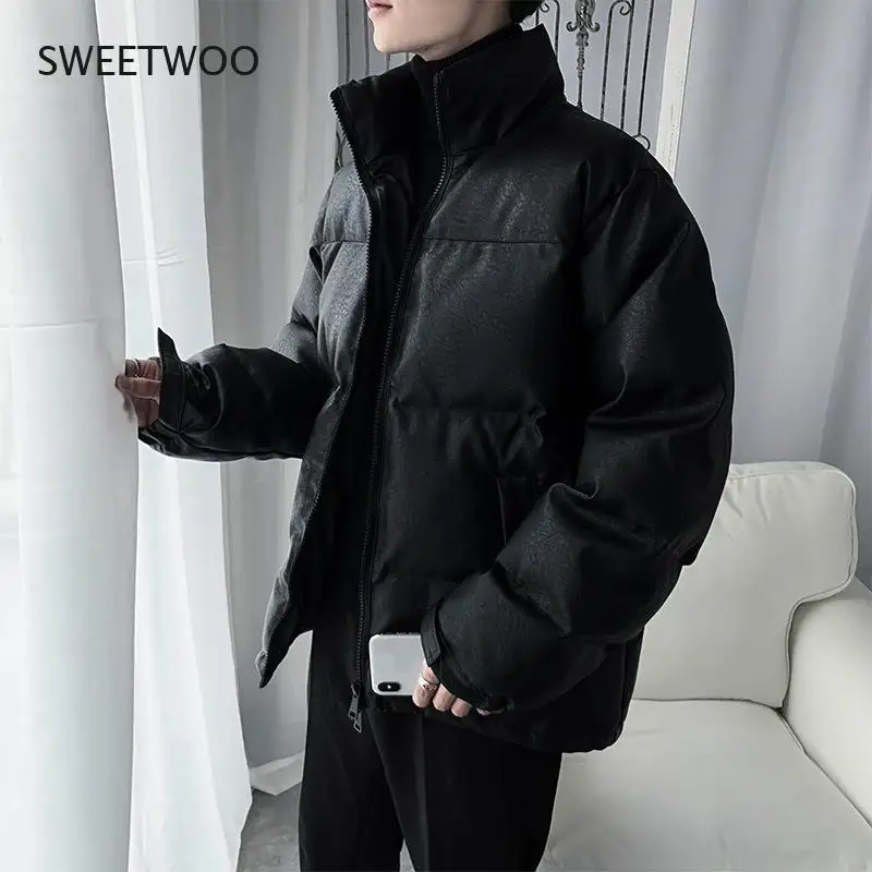 Autumn Cotton Jacket Men Casual Winter Clothing Korean Loose Stand Collar Puffy Jacket Fashion Boys Coat Thick Parka Men Xxl