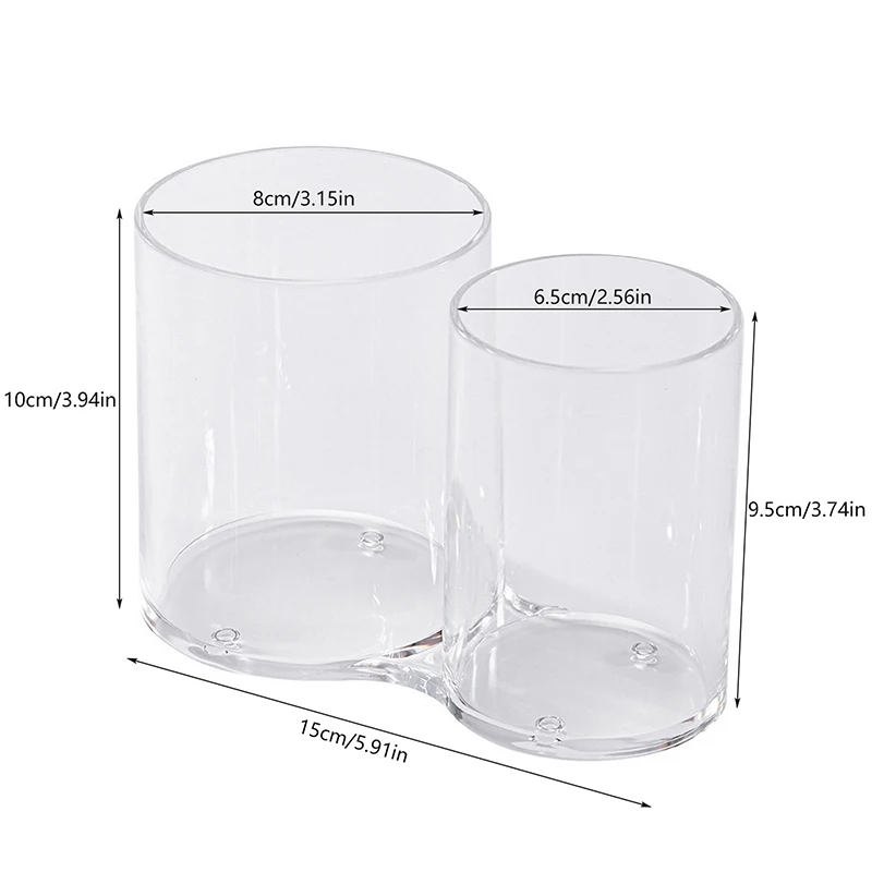 Прозрачная чашка с двойным отверстием ручка для ногтей кисточка макияжа