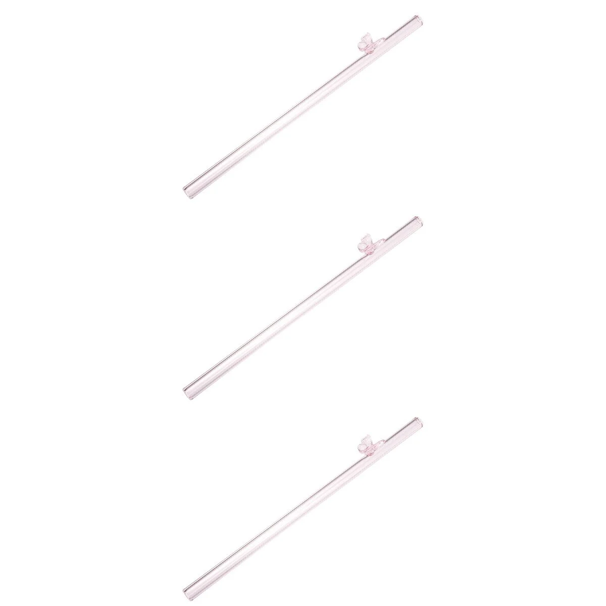 

3 Pack Straight Drinking Straw Colored Glass Straws Colorful Butterfly Drinks Reusable