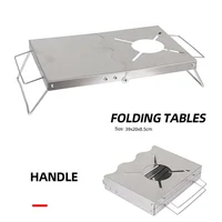 HooRu Outdoor Stove Stand Table Folding Camping Stainless Steel Tables Mini Portable Picnic Heat Insulation Desk Gas Stove Stand