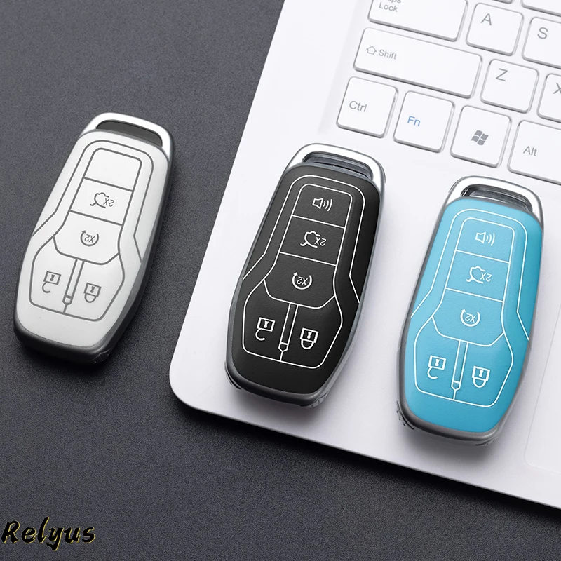 

TPU Car Remote Key Case Protector Cover Holder Fob for Ford Fusion Mondeo Mustang F-150 Explorer Edge 2015-2018 Keyless Shell