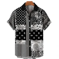 mens cashew flower printed casual cardigan mens hawaiian shirt lapel single button short sleeve shirt fashion beach top