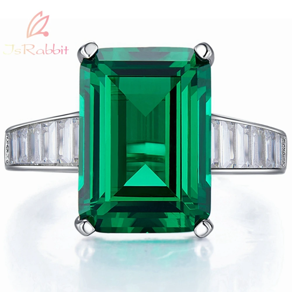 

IsRabbit 18K Gold Plated Emerald Cut 10*14MM Parapaba Tourmaline Diamond Rings for Women Silver 925 Vintage Jewelry FreeShipping