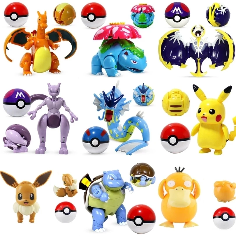 

Pokemon Figures Toys Variant Ball Model Pikachu Jenny Turtle Pocket Monsters Mew-Two Action Figure Toy Gift
