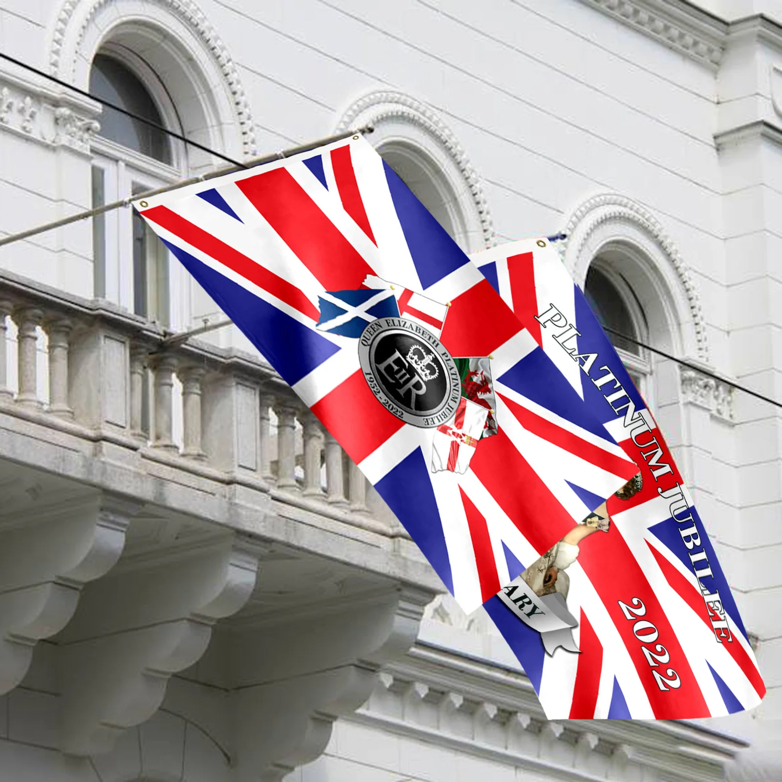 

Queen Elizabeth II Platinums Jubilee Flag 2022 Union Jack Flag Featuring Her Majesty The Queen 70th Anniversary British Souvenir