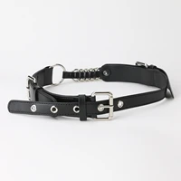 black pu leather waistband women%e2%80%99s belts metal silver ring slider adjustable fashion waist cowgirl punk rock for dress jeans
