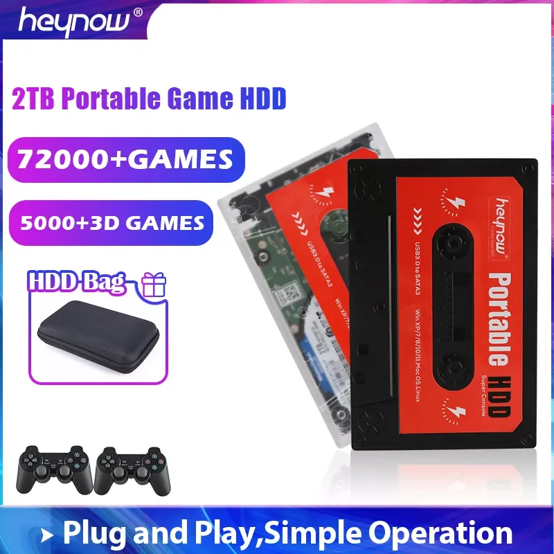 

Внешний жесткий диск 2,5 дюйма SATA3.0, внешний жесткий диск, игровая консоль 72000 + игр для/PS2/WIIU // PS1/N64 Windows/Mac OS