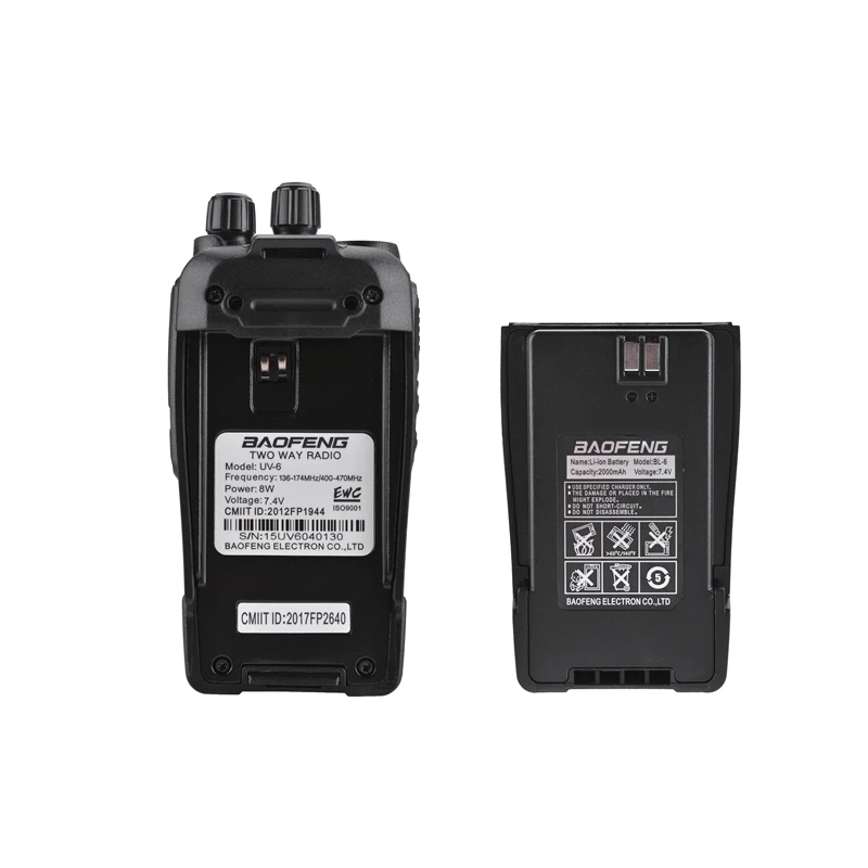 2PCS Baofeng UV-6D 8W Ham Radio Security Guard Equipment Two Way Radio Encrypted Handheld Walkie Talkie Ham Radio HF Transceiver