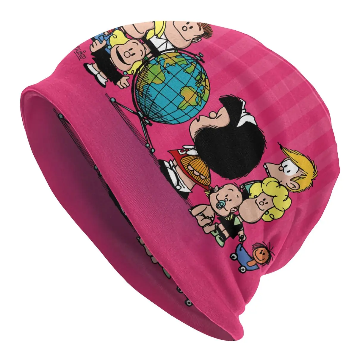 

Mafalda Friends Beanie Cap Winter Warm Bonnet Homme Knitted Hats Cool Outdoor Quino Comic Skullies Beanies Caps For Men Women
