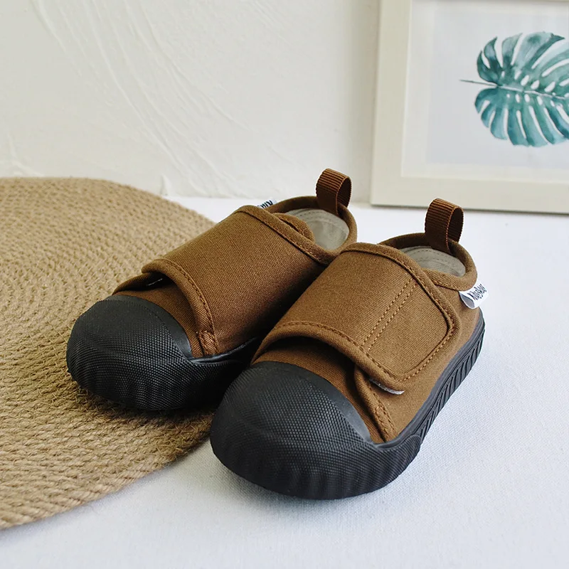 

CAPSELLA Kids Boys Hook & Loop Canvas Shoes Fashion Sneakers Children Girls Non-Slip Flat Sports Shoes Size 21-30