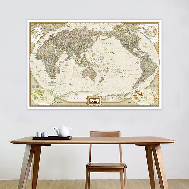 

150x225cm The World Physical Map Foldable No-fading Non-woven Map For Education And Culture