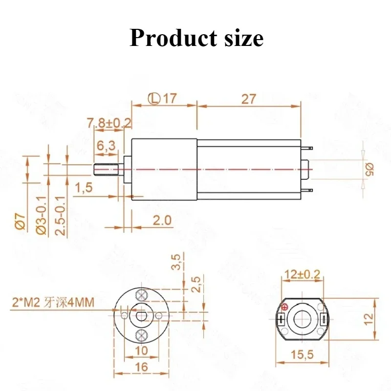 JGA16-050 высокий крутящий момент 16 мм электродвигатель постоянного тока 6 в 12 В