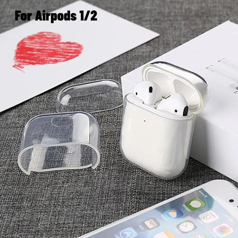

For AirPods 1 2 Hard PC Protector Cover Transparent Box For Air Pods Wireless Earphone Cases