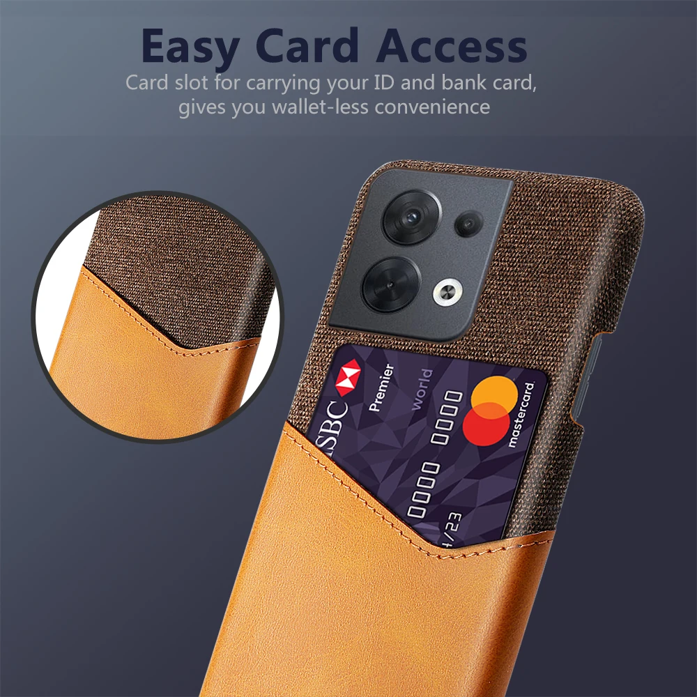 

For Oppo Reno 8 5G 8Pro Plus Case Shell Funda Coque For Oppo Reno 8 5G Case Fabric Protection Leather Card Holder Slot Cover