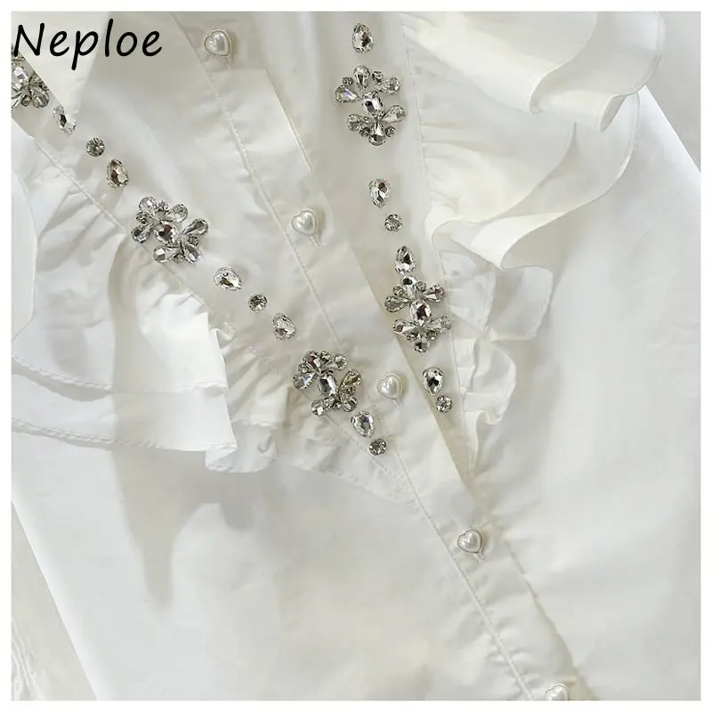 Neploe Blusas Mujer De Moda 2024 однотонные блузки с отложным воротником и длинными рукавами