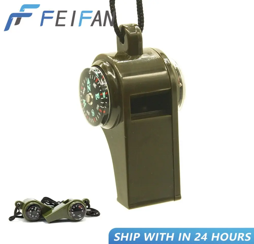 

3 In 1 Survival Whistle Mutifunction Lightweight Whistle Thermometer Compass For Camping Hiking And Outdoor Activities