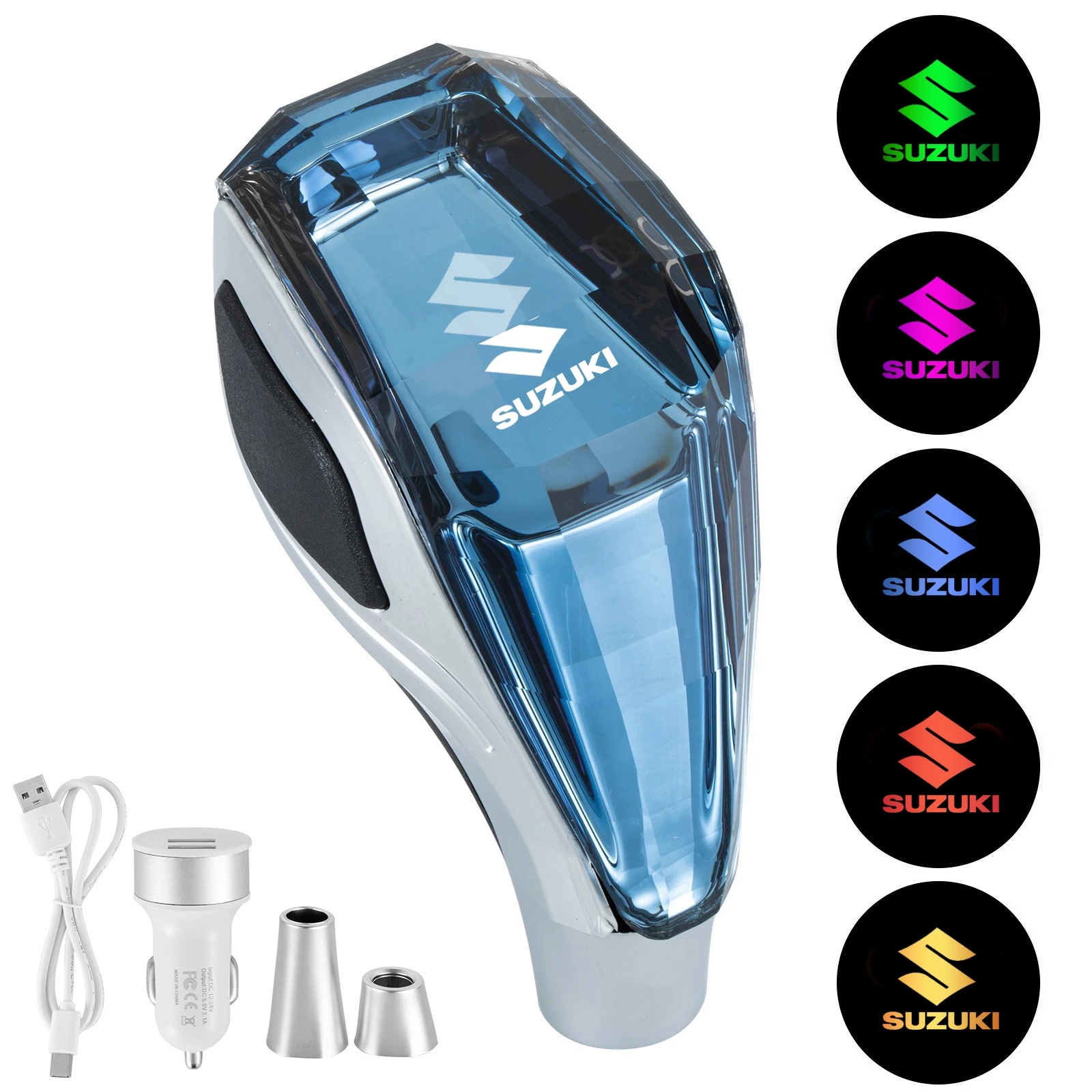 

Автомобильная кристаллическая головка переключения передач со светодиодной подсветкой и логотипом для SUZUKI Swift SX4 Jimny Samurai Alto Liana Ignis Grand Vitara