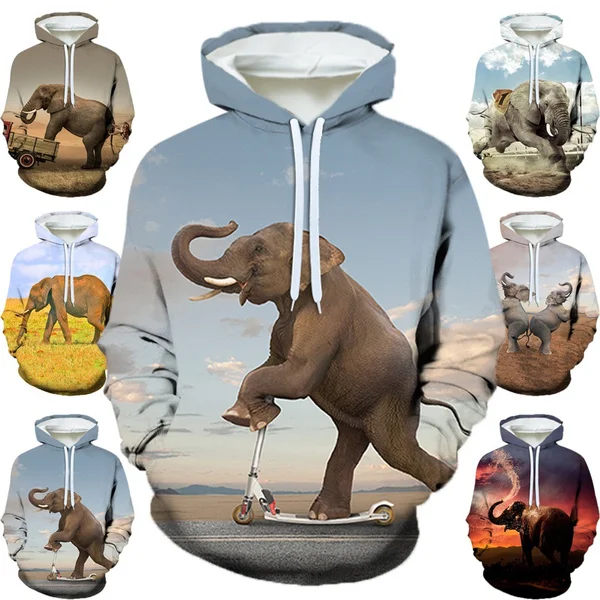 

Fun Oversized Hoodie Ye Elephant Skateboard 3D PARA Hooded Sweatshirt Men Korean Clothes Harajuku Joker Free Shipping Streetwear