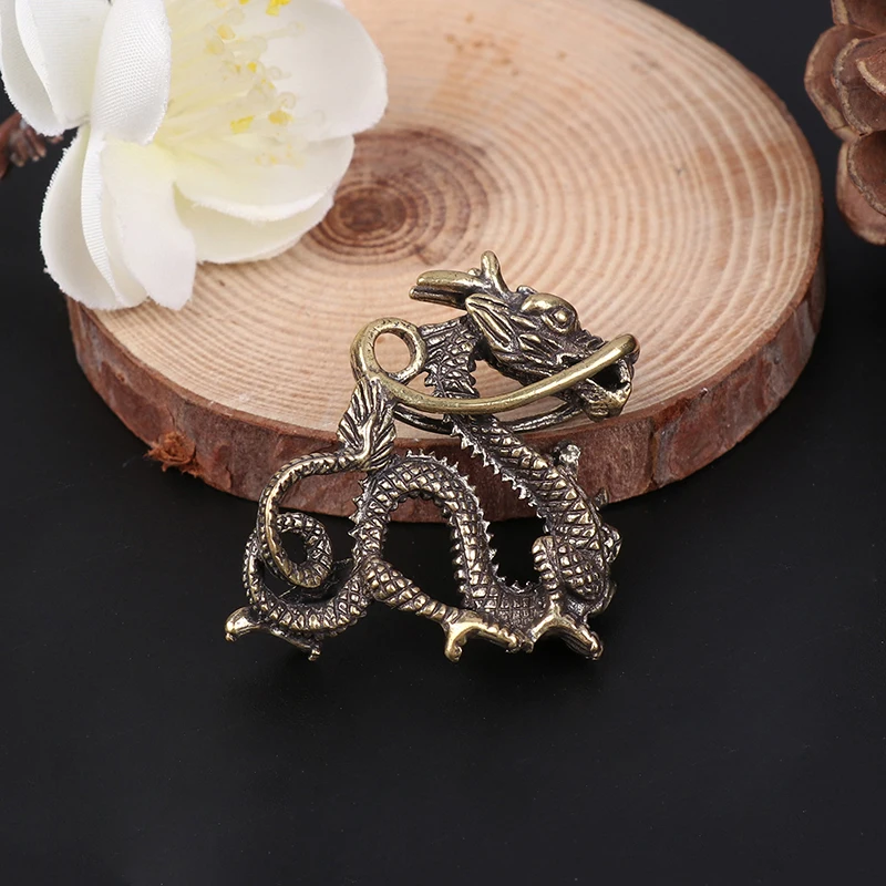 Античная статуя дракона из чистой латуни искусственное животное медный брелок