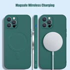 Чехол для iPhone 12 Magsafing, квадратный чехол из жидкого силикона для iPhone 11 Pro Max 13 Mini X Xs Xr 7 8 Plus, чехол с беспроводной зарядкой