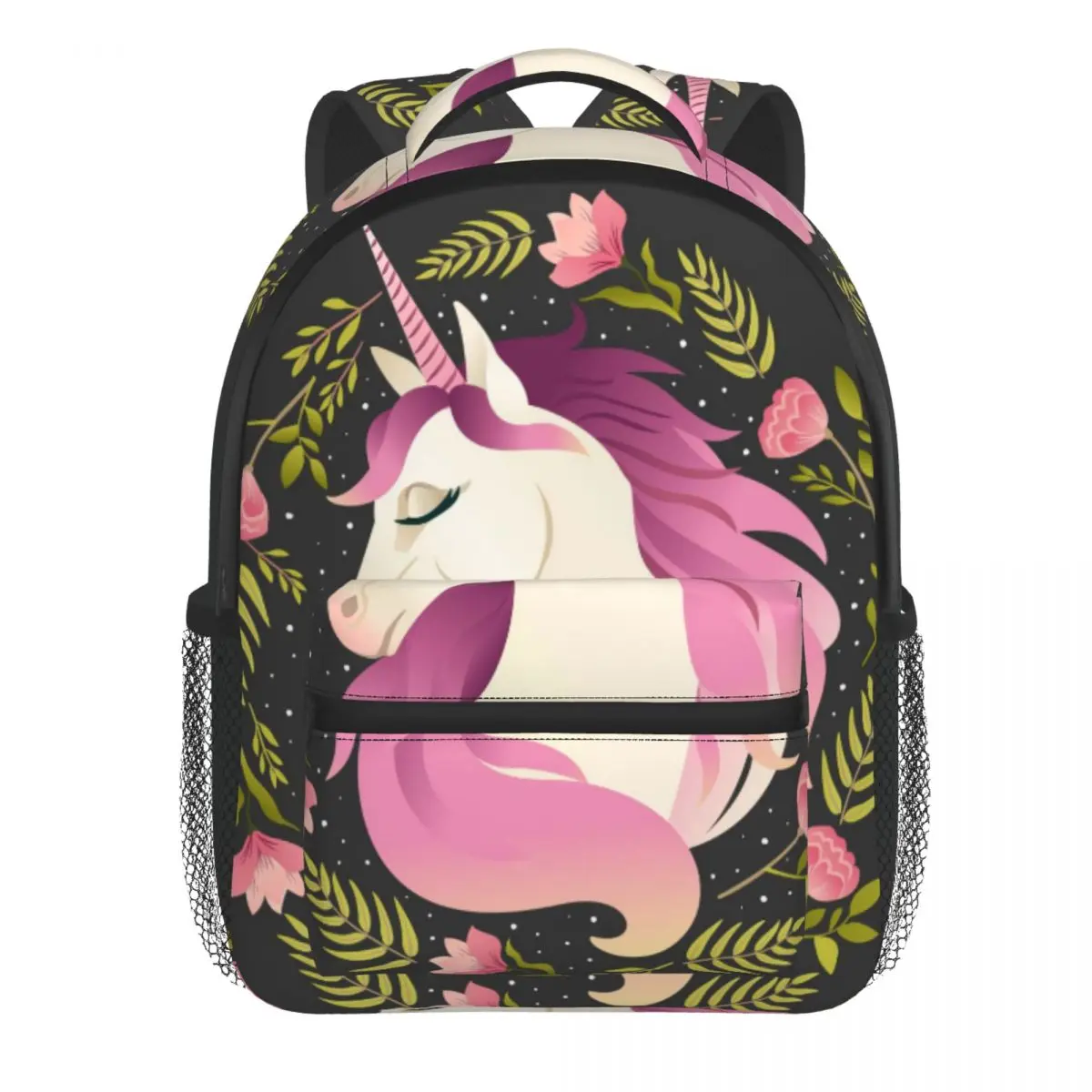 2022 Children Backpack Toddler Kids School Bag Unicorn Head In Flowers Wreath Kindergarten Bag for Girl Boys