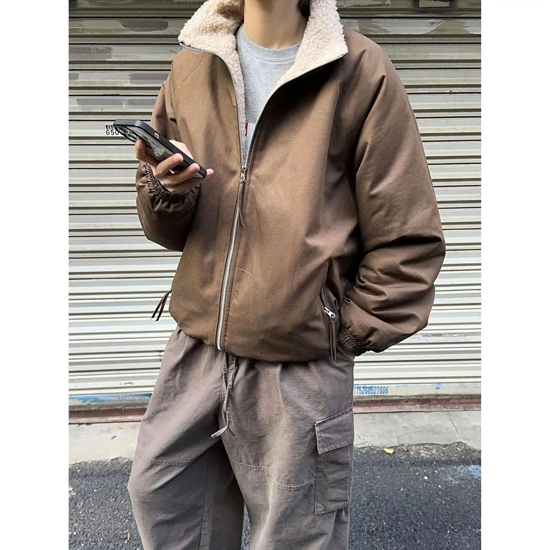 Простое однотонное универсальное пальто с хлопковой подкладкой в американском