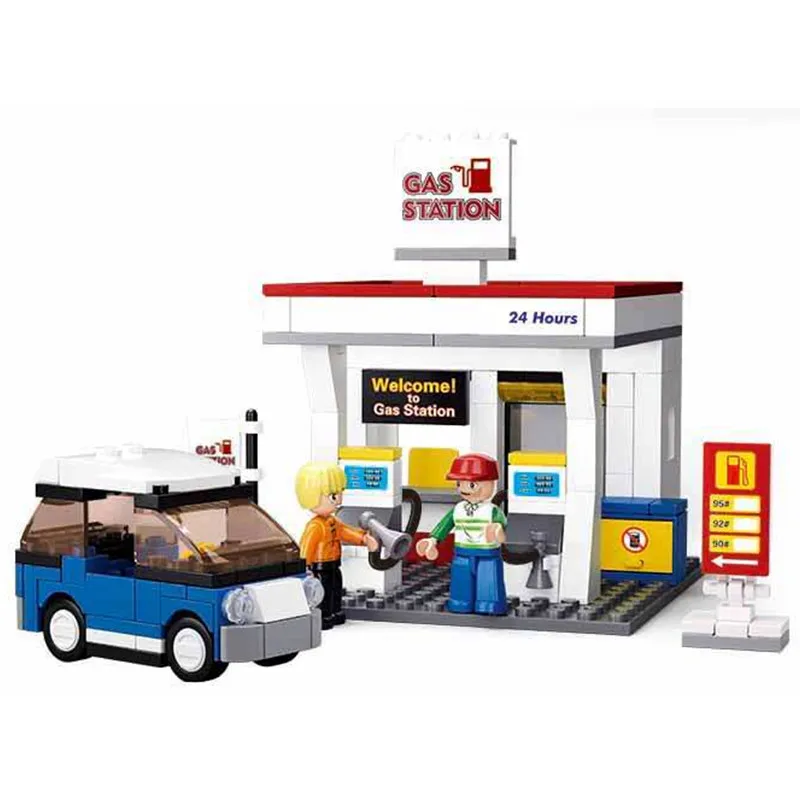 

Sluban City Series B0568 GAS STATION Model Casual Building Blocks DIY Bricks Assembled Educational PUZZLE Toy for Kid 167PCS