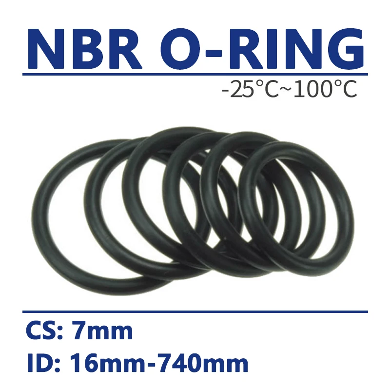 

CS 7mm O-Ring NBR O Ring Sealing Gasket ID 16mm-740mm Black Nitrile Rubber Spacer Oil Resistance Washer Round Shape High Temp