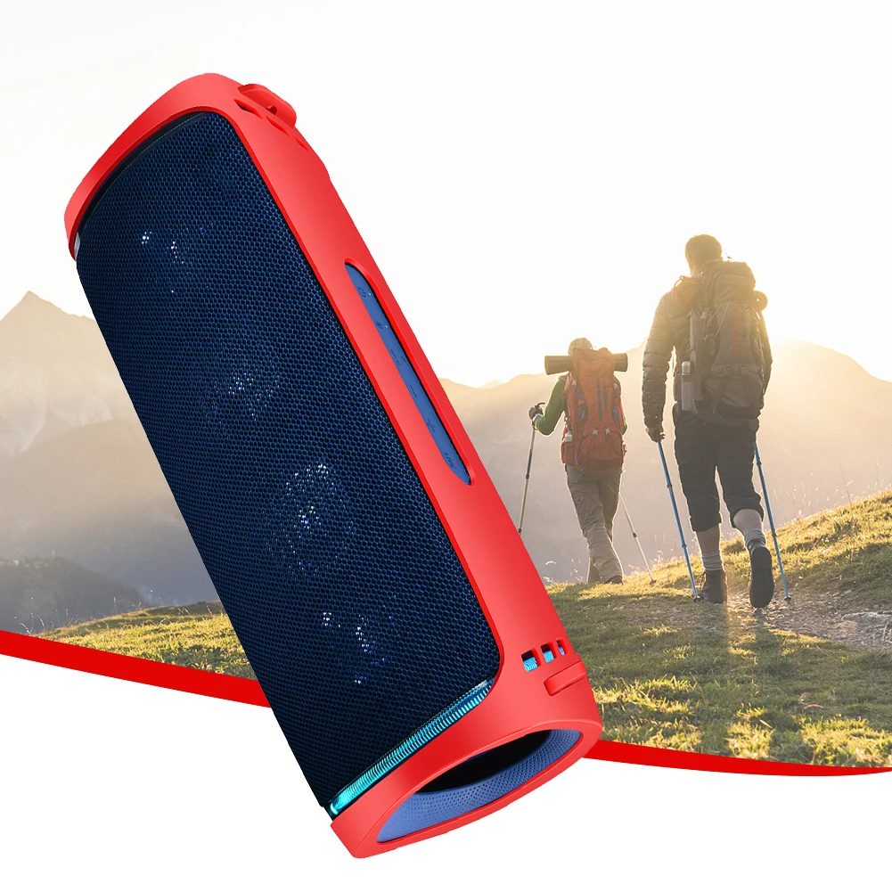 

Водонепроницаемый чехол для динамика, совместимый с Bluetooth, регулируемый ремешок, силиконовый защитный чехол, портативный, защита от падения...