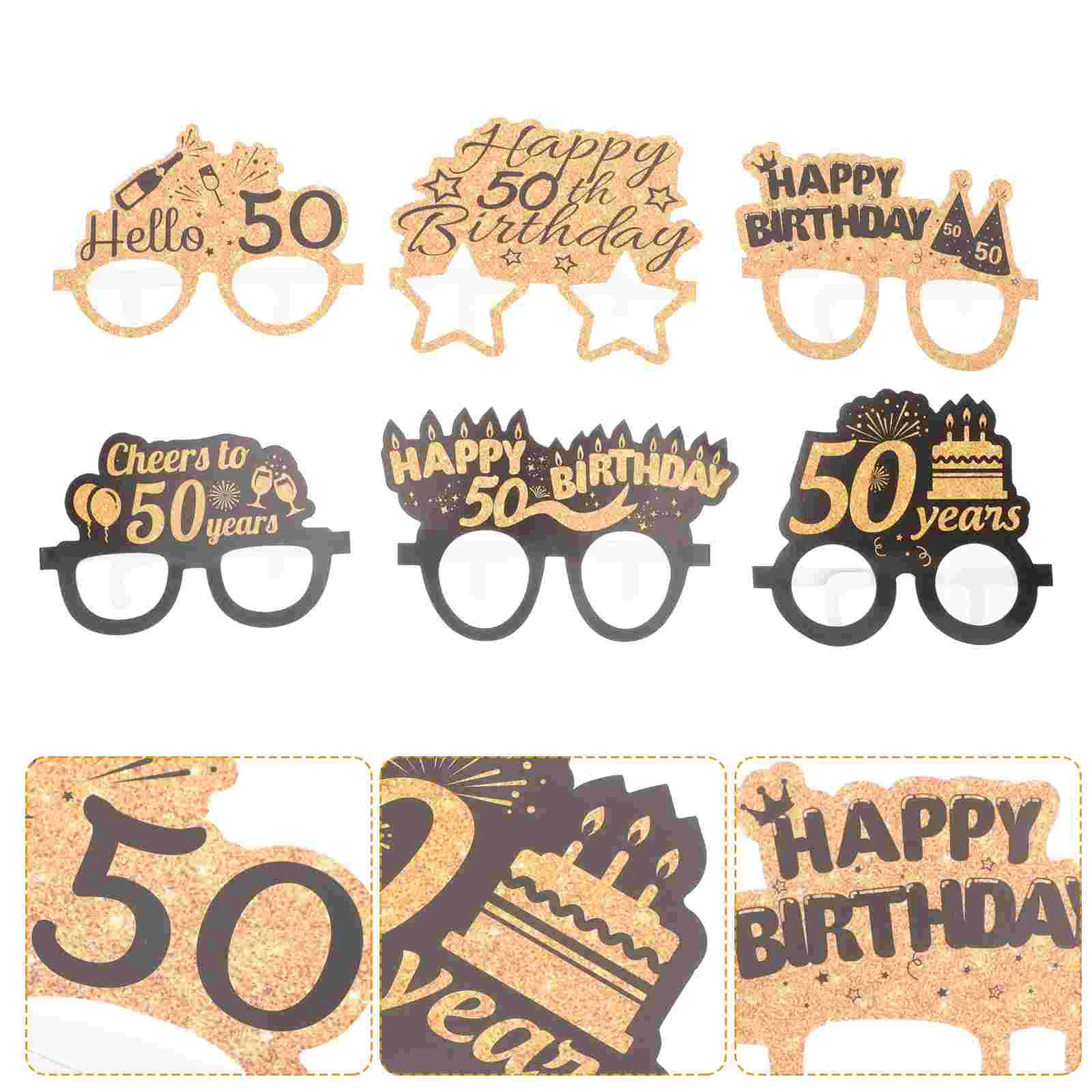 

6 Pairs Men Gifts Birthday 6oth Glasses Photo Booth Props Men's Eyewear Frames Party