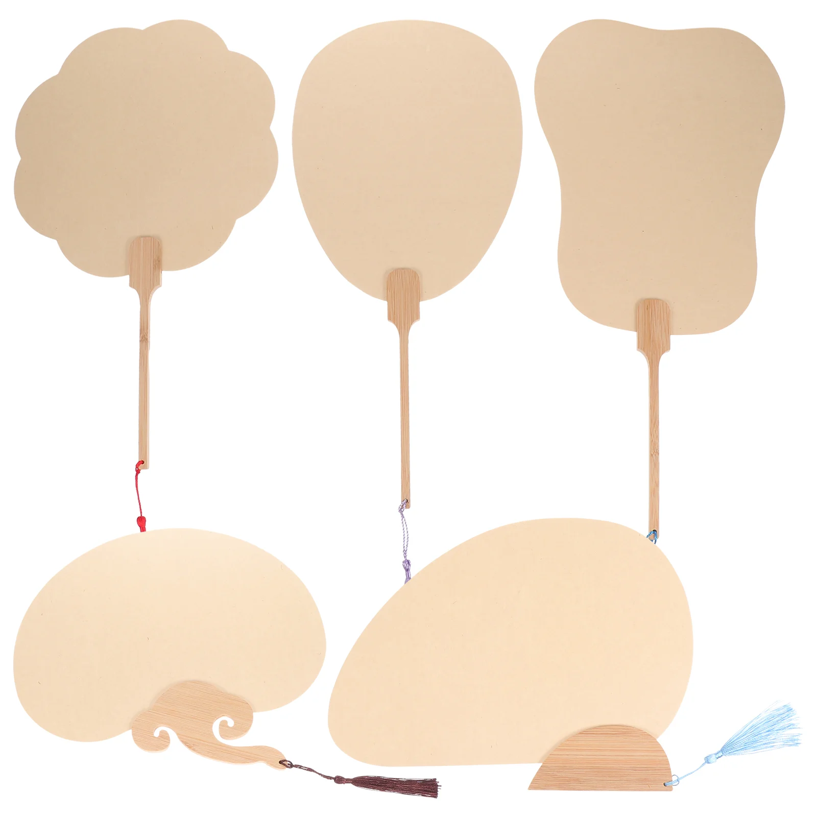 

5 Pcs DIY Paper Fans Craft Kids DIY Painting Blank Fan Handheld Fans Uchiwa Fan Making Manual Chinese Round Fans
