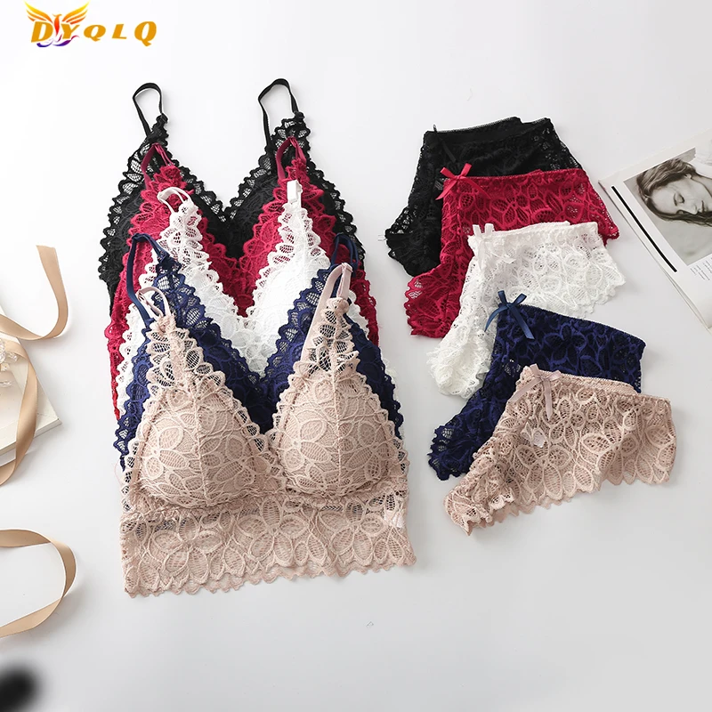 

2022Women Lace Bra Sets Seamless Underwear Backless Vest Sexy Panties Lingerie Padded Bralette Ultrathin Briefs Female Intimates