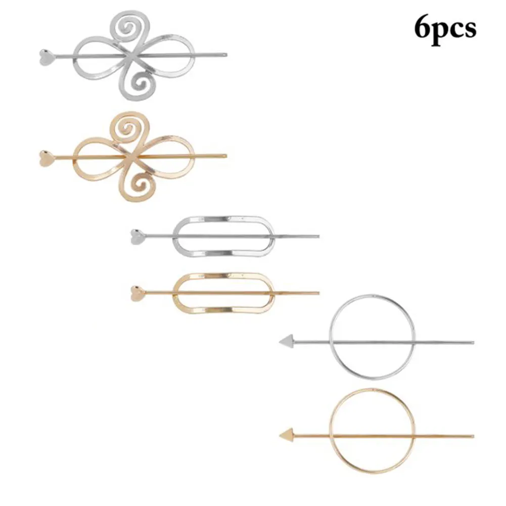 

6pcs Women Styling Tool Alloy Hairstyle Geometric Party Daily Gift Charming Minimalist Fashion Hair Pin Non Slip DIY