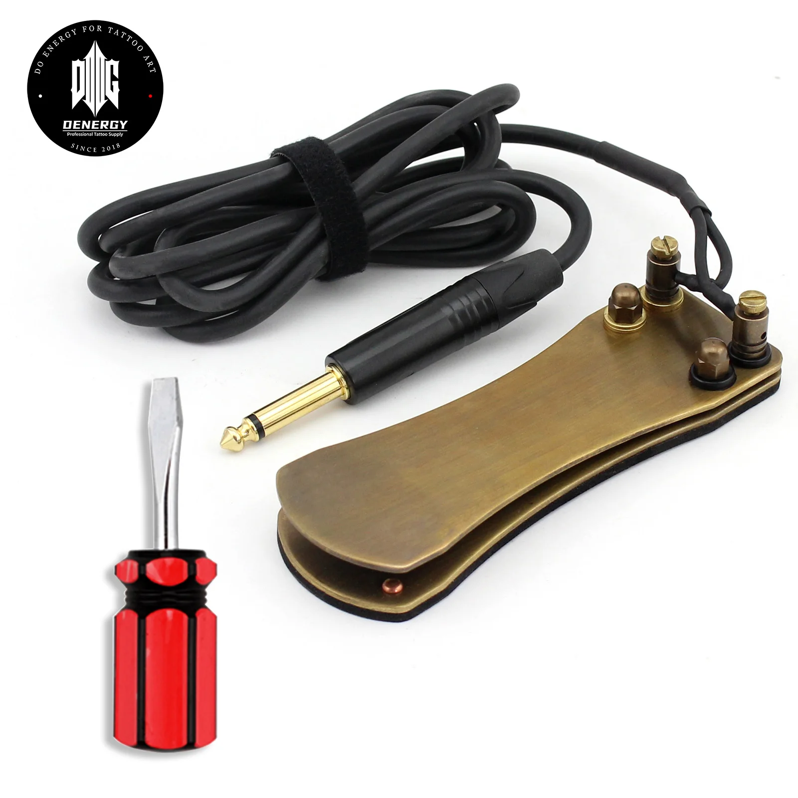 

Denergy Tattoo Foot Pedal Premium CNC Mini Brass Foot Switch for Tattoo Power Supply