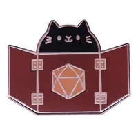 b0433 dragon game enamel pins cat dice brooches shirt lapel bag animal badge jewelry gift for friends fans