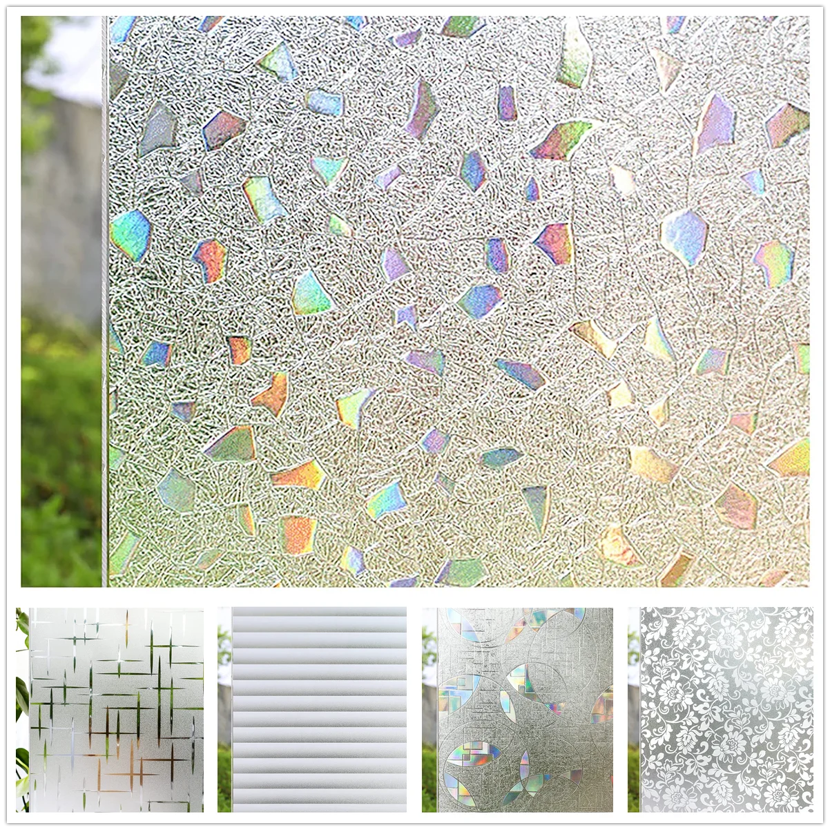 

3D Rainbow Window Film Opaque Privacy UV Protection Photochromic Decorative Glass Sticker Heat Control Stained Decals Frosted