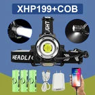 Мощный яркий налобный фонарь XHP199, с Usb-зарядкой, светодиодный налобный фсветильник рь высокой мощности XHP160, уличный налобный фонарь для рыбалки 18650