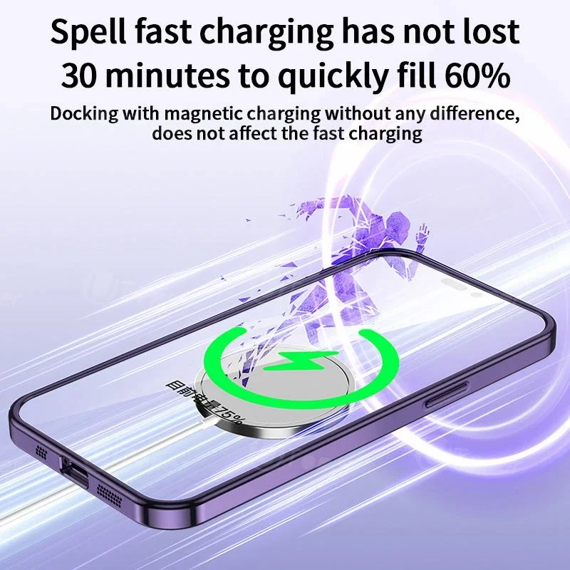 Роскошный розовый прозрачный магнитный чехол для беспроводной зарядки iPhone 15 14 13