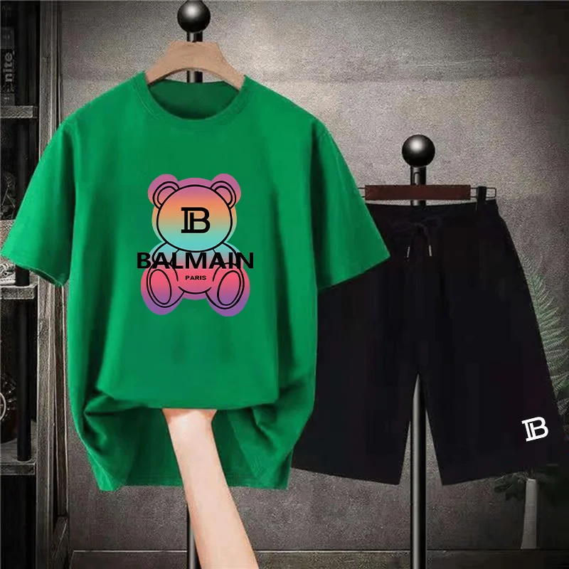 Couple's money Women T-Shirts Set Cotton Quality Shorts Tracksuit 2 Piece Outfits Fashion Print Summer Man Clothing Streetwear